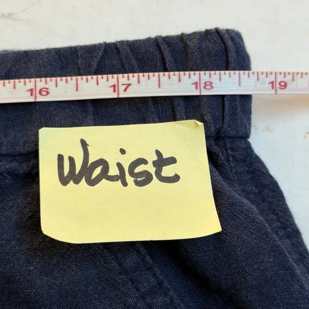 Liz Claiborne Pants Womens Large Blue Linen Cotton Elastic Waist Front Pockets